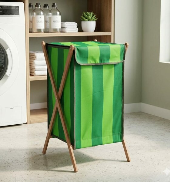 Assorted Bamboo Laundry Hamper – Foldable Clothes Basket with Fabric Liner & Lid
