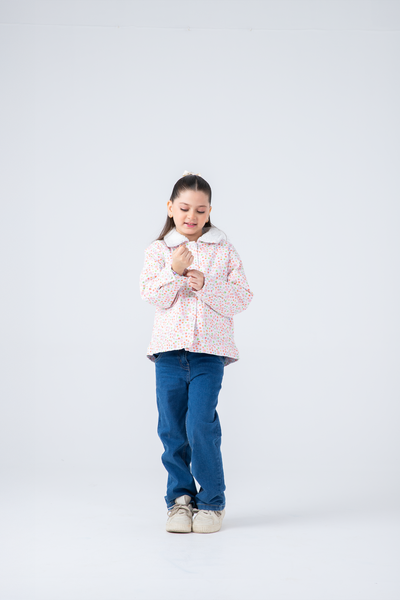 Fuzzy Floral Twill Jacket