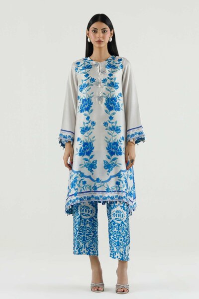 Stitched Printed Satin Shirt+ Culotte