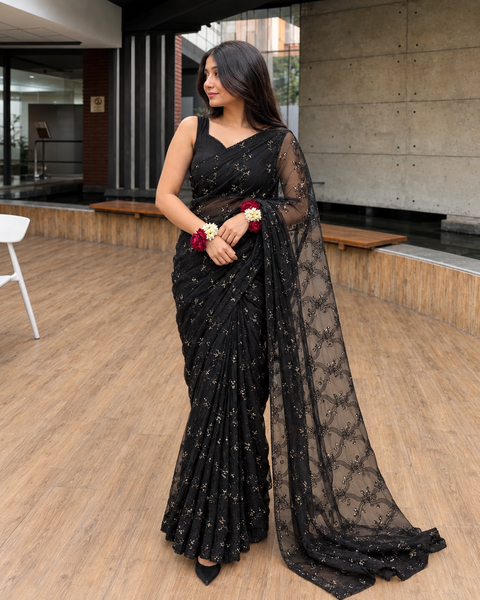 Luxe by Imran Aftab Unstitched Embroidered Organza Saree Suit IASC 25 - Festive Collection