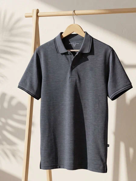 Charcoal Contrast Tipping Polo T-Shirt (POLO-1221)