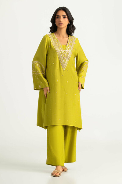 Viscose Raw Silk Embroidered Co-Ord Set