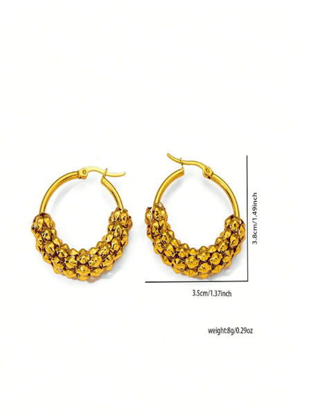 Shein - 8pcs Trendy Minimalist Geometric U-Shape Hollow Textured Earrings