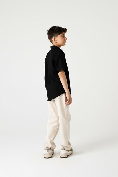 Boys Black Rocket Button Shirt