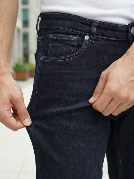 Navy Blue Straight Fit Jeans 52