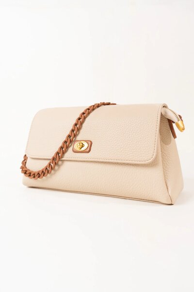 Chain Strap Shoulder Bag – Beige