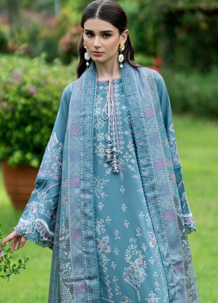 Serenity by Florent Unstitched Embroidered Marina Twill 3 Piece Suit FL26USF Hazel - Festive Collection