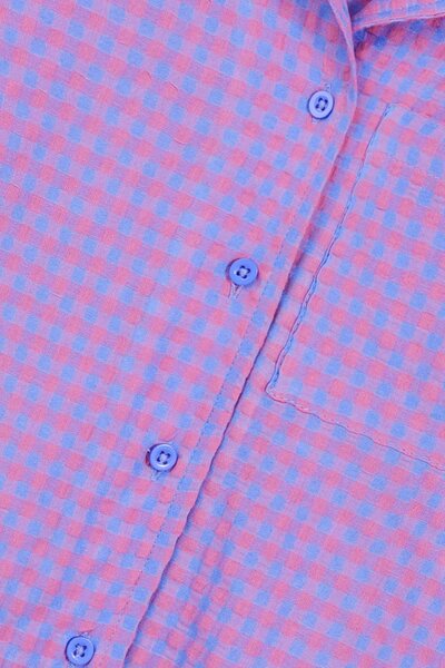 Blueberry Check Cotton Top