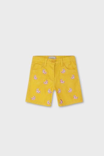 Yellow Butterfly Emboidered Shorts