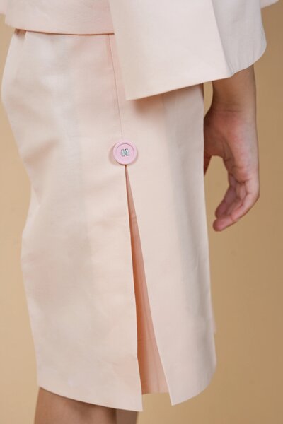 Strawberry Milk |  Pure cotton co-ord set with hand-embroidered collar