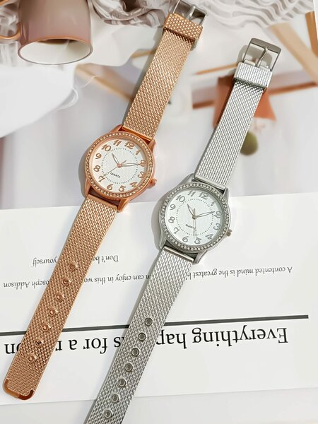 Shein - 1pair/2pcs Fashionable Luminous Plastic Material Quartz Wristwatch, Soft & Lightweight Watchstrap, Gift For Couple/ Festival