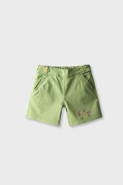 Girls Seaside Green Twill Shorts