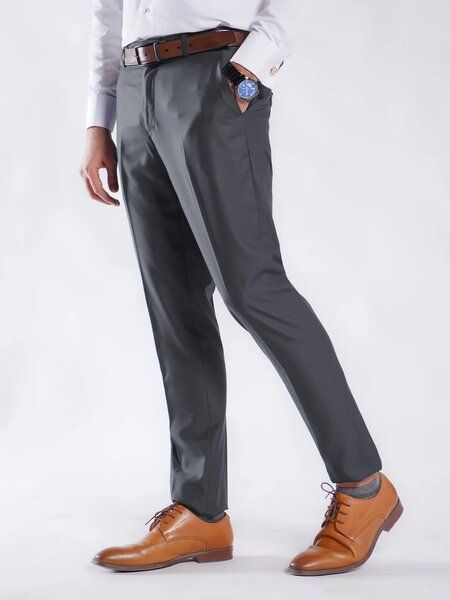 Charcoal Plain Executive Formal Dress Pant (FDT-289)