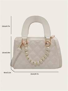 Shein - Fashionable Beaded Chain Small Square Handbag