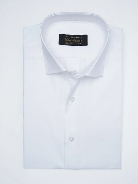 White Self, Cutaway Collar, Elite Edition, Men’s Formal Shirt (FS-2912)