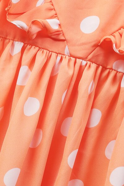 Orange Polka Dot Off-Shoulder Dress