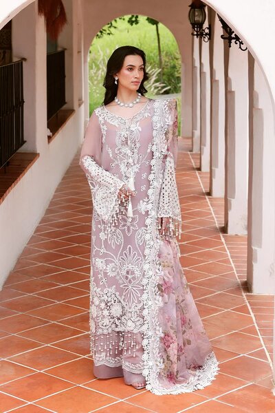 Lumiere by Saira Rizwan Unstitched Embroidered Bamber Chiffon 3 Piece Suit SR26ULF Petal SRL26-02 - Festive Collection