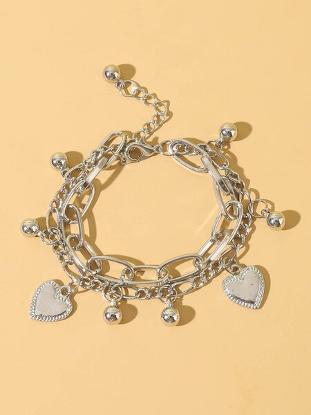 Shein - Metallic Butterfly & Chain Design Titanium Steel Bracelet For Women
