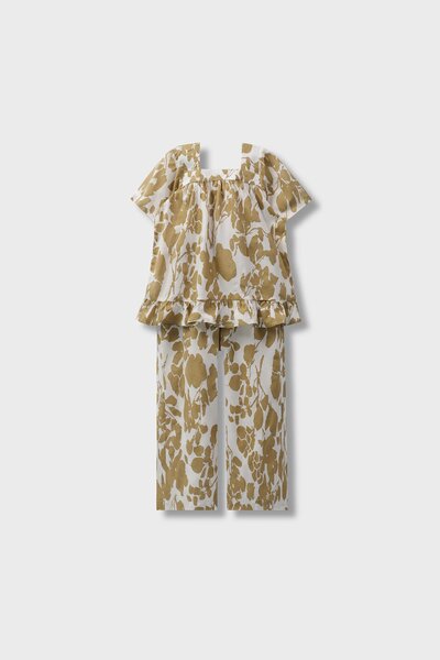 Girls Camel Leaf Printed Co-ord Set