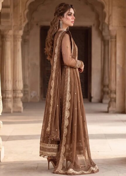 Salitex Unstitched Embroidered Net 3 Piece Suit SUNS8JI518 - Festive Collection