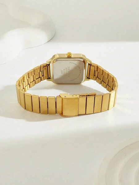 Shein - Julysky 1Pc Women'S Gold Elegant Minimalist Stainless Steel Quartz Watch