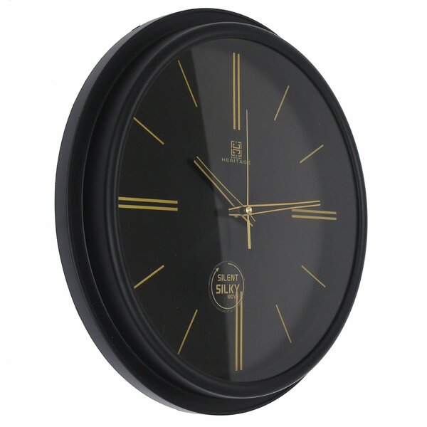 Heritage Wall Clock Rustic – Modern Black & Gold Silent Sweep Wall Clock