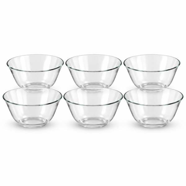 Medium Glass Bowl Set – 6 Pieces | 168 MM