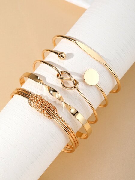 Shein - 5 Pcs Metal Women'S Sexy Simple Daily Bracelet Set