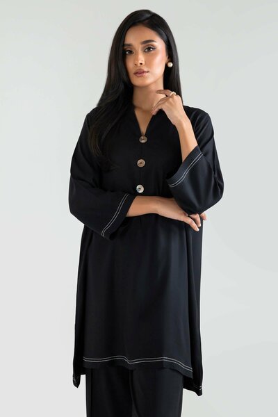 Stitched Black Printed Shirt