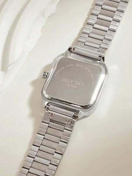 Shein - Julysky 1Pc Women'S Silver Tone Elegant Simple Stainless Steel Band Quartz Watch