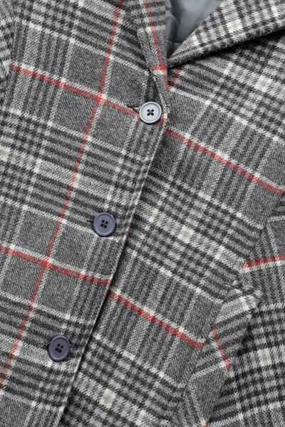 Girls' Grey Checkered Felt Coat