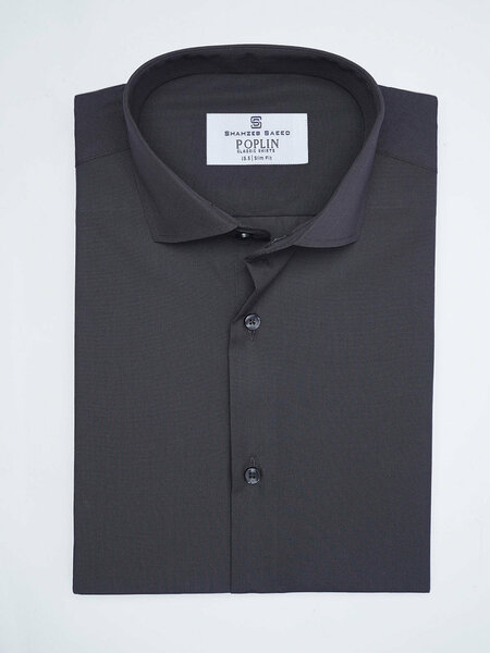 Dark Grey Plain, Cutaway Collar, Poplin Formal Shirt (FS-3061)