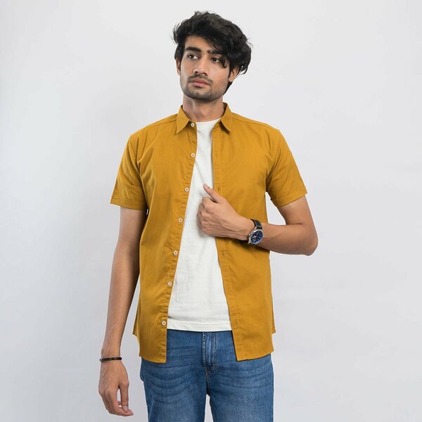 VYBE -Casual Shirt Half Sleeve-Mustard