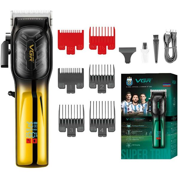VGR -  V-654 Professional Salon Quality Hair Clipper For Men 7000 RPM DC Motor, Taper Lever Adjustment, LED Display, Cord/Cordless Uses