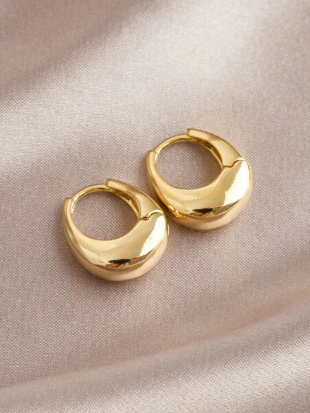 Shein Simple, multi-faceted and multi-use metallic hoop earrings, teardrop & oval, one pair