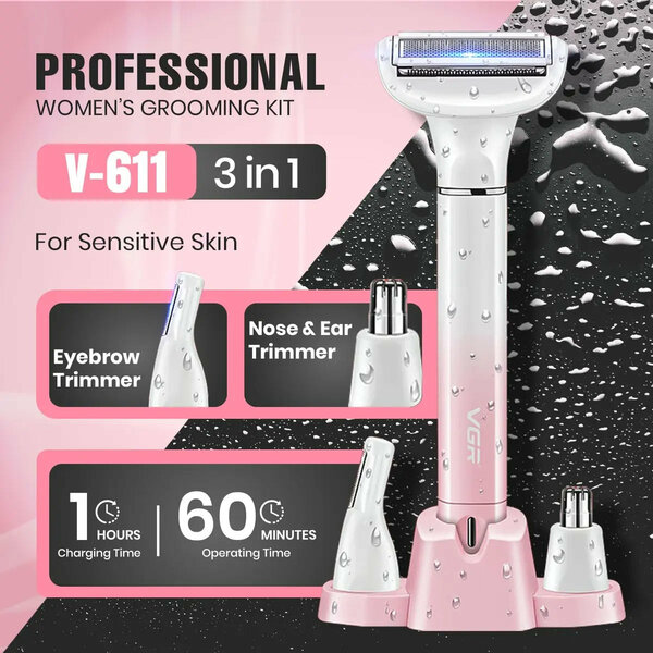 VGR - Bikini Trimmer for Women  Safe & Gentle Grooming for Bikini, Underarm, Face & Body