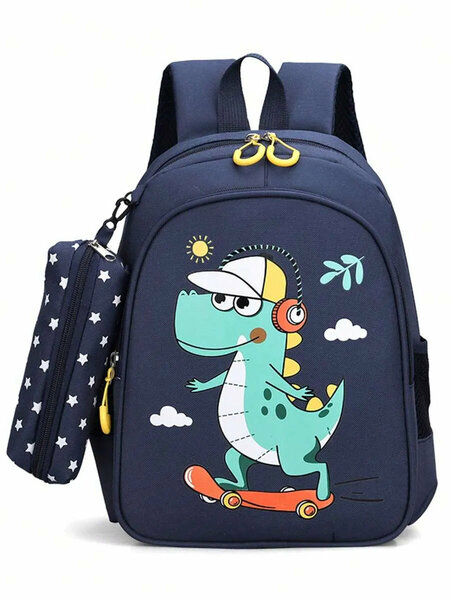 Shein - Cartoon Backpack With Small Pouch