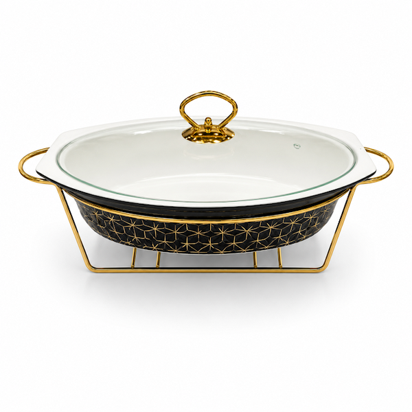 Premium 12.5 Inch Oval Burner Dish Black for Stylish Food Presentation