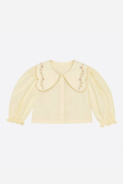 Hazel | Embroidered top with scalloped collar and puffed sleeves