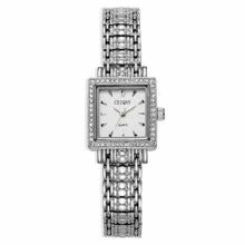 Shein - 1pc Women's Vintage Rhinestone Decor Luxury Elegant Water Resistant Fashion Simple Style Square Quartz Ladies Watch Silver