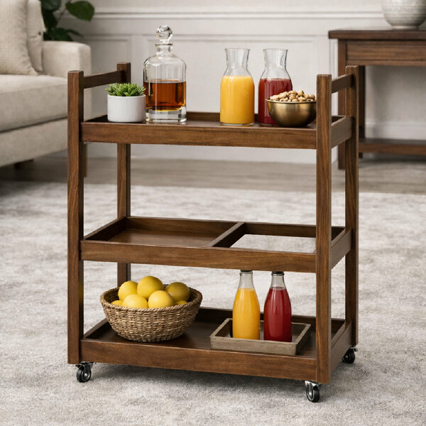 Nysa Solid Wood Tea Trolley with Wheels