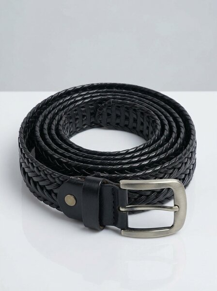 Black Braided Leather Belt (BELT-949)