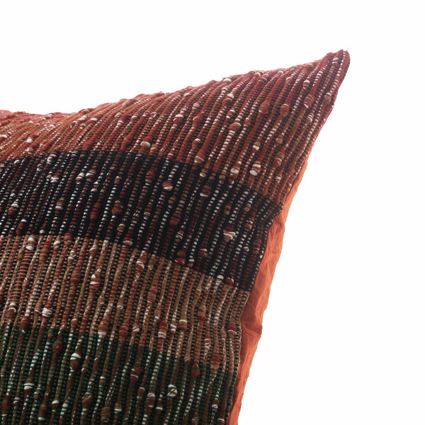 Knotted Texture Cushion Cover 20x20 – Warm Boho Striped Woven Throw Pillow Cover