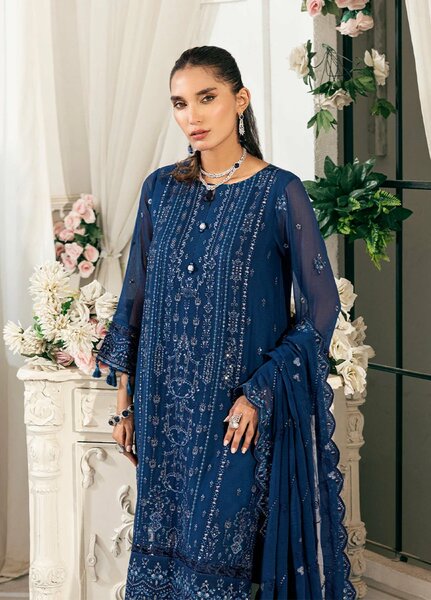 Signature by Salitex Embroidered Chiffon Suits Unstitched 3 Piece SUNS7CH035UT - Summer Collection