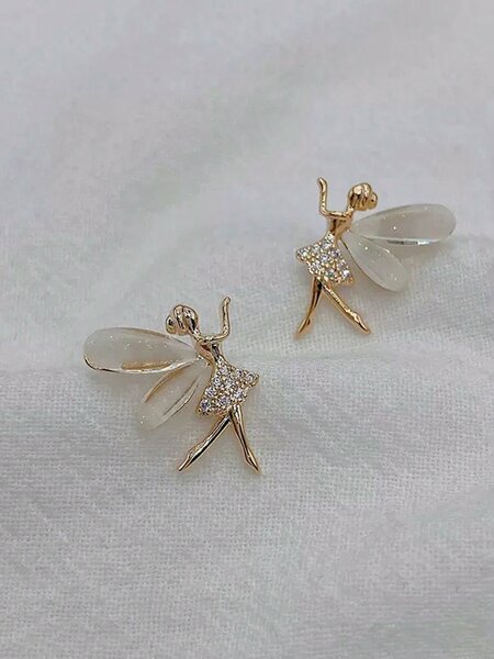 Shein - 1pair New Cute Korean Style High-end Elf Earrings For Women, Sweet And Cool Ear Jewelry