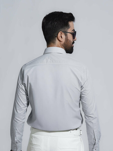 Light Grey Plain, French Collar, Elite Edition, Men’s Formal Shirt (FS-2465)