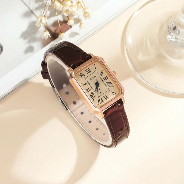 Shein - 1pc Minimalist Vintage Aesthetic Square Dial Watch
