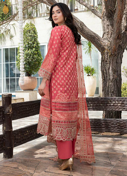 Zuri Pret Embroidered Lawn 3 Piece Suit Saanvi JK-18 Deep Pink