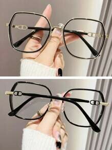 Shein - 1 Pair Women Metal Frame Plain Glasses