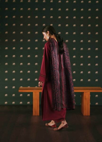 Azzurra by Casuallite Women RTW Solids Cotton Lawn 3 Piece Suit CL26RA Rosso Velato - Summer Collection
